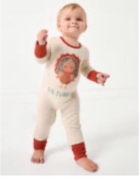 Retired Little Sleepies Lil Turkey Crescent Zippy 12–18 Months Thanksgiving